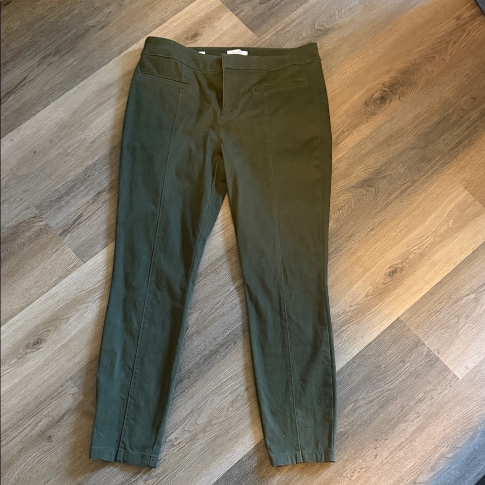LOFT Dark Olive Skinny Ankle Pants